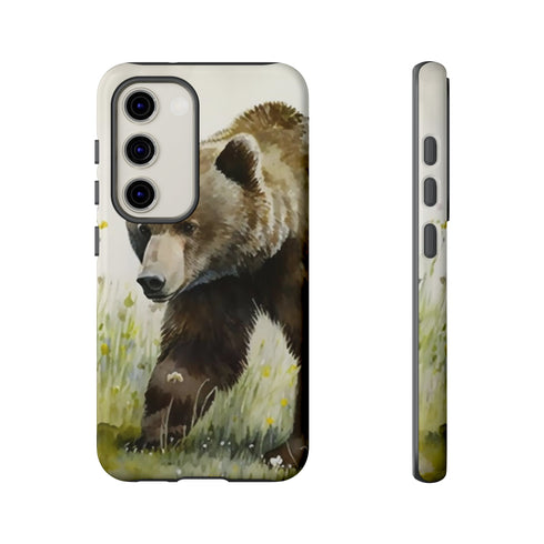Grizzly Bear in a Field - Impact Resistant Phone Case Samsung Galaxy S23 Glossy